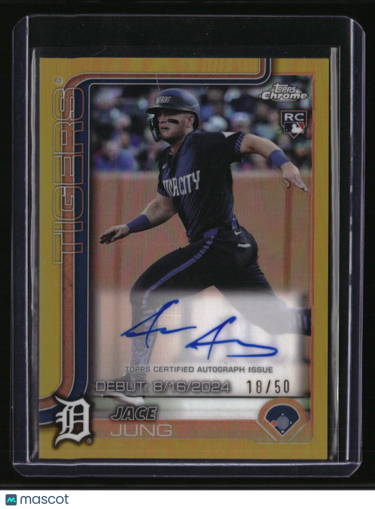 2025 Topps Chrome Update Jace Jung Rookie Debut Autographs Gold Refractor #/50
