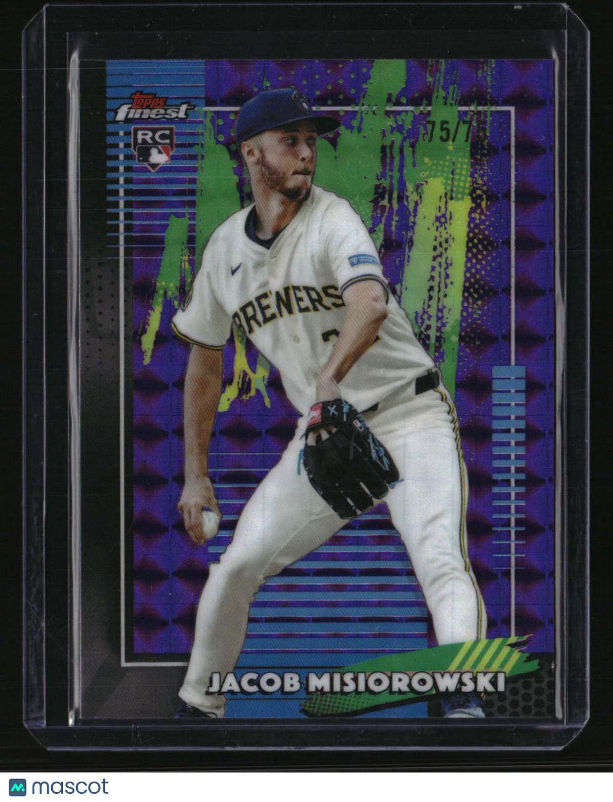 2026 Finest Jacob Misiorowski Purple Geometric Refractors Bookend 75/75