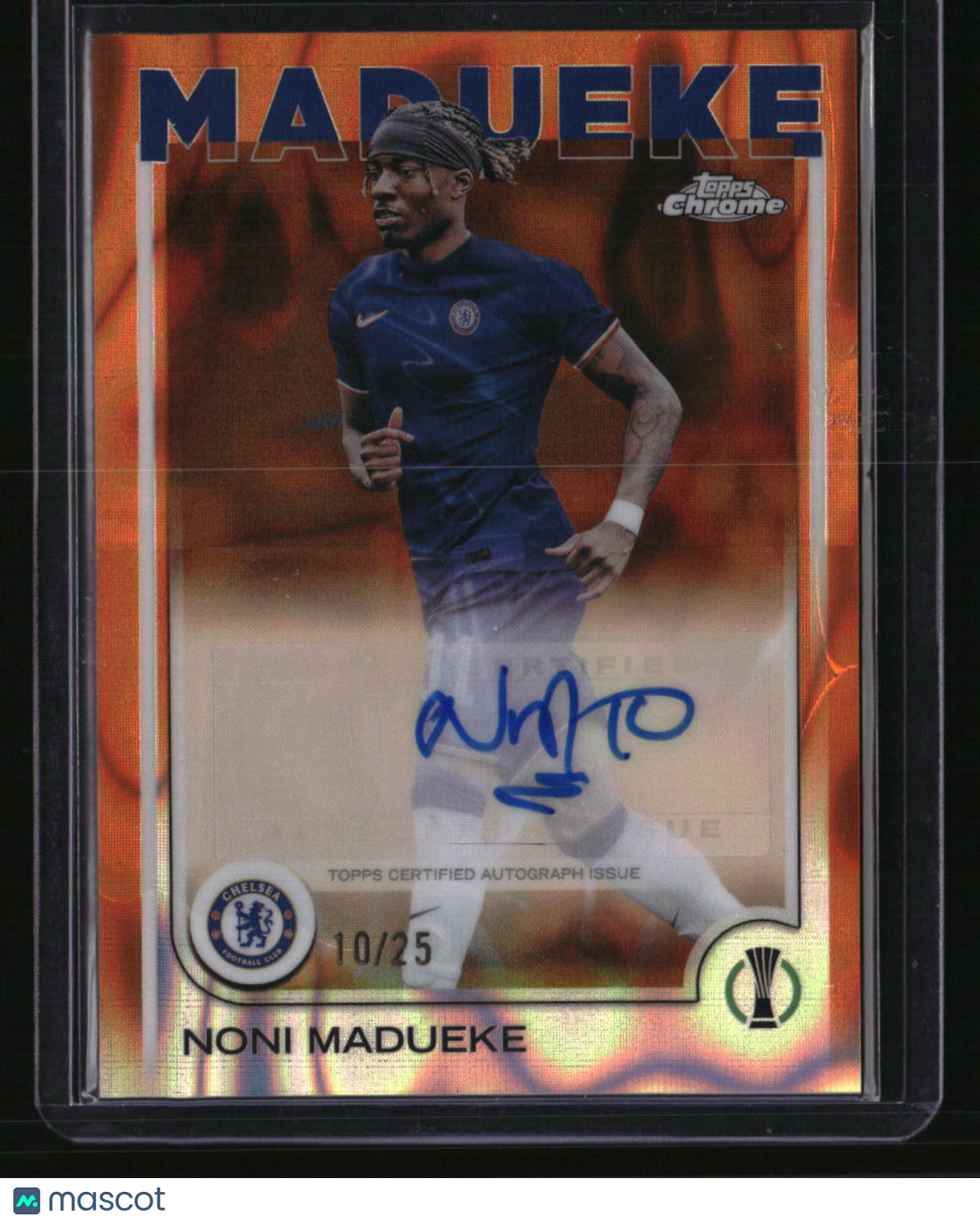 2024-25 Topps Chrome UEFA CC Noni Madueke Auto Orange Lava Refractor #/25
