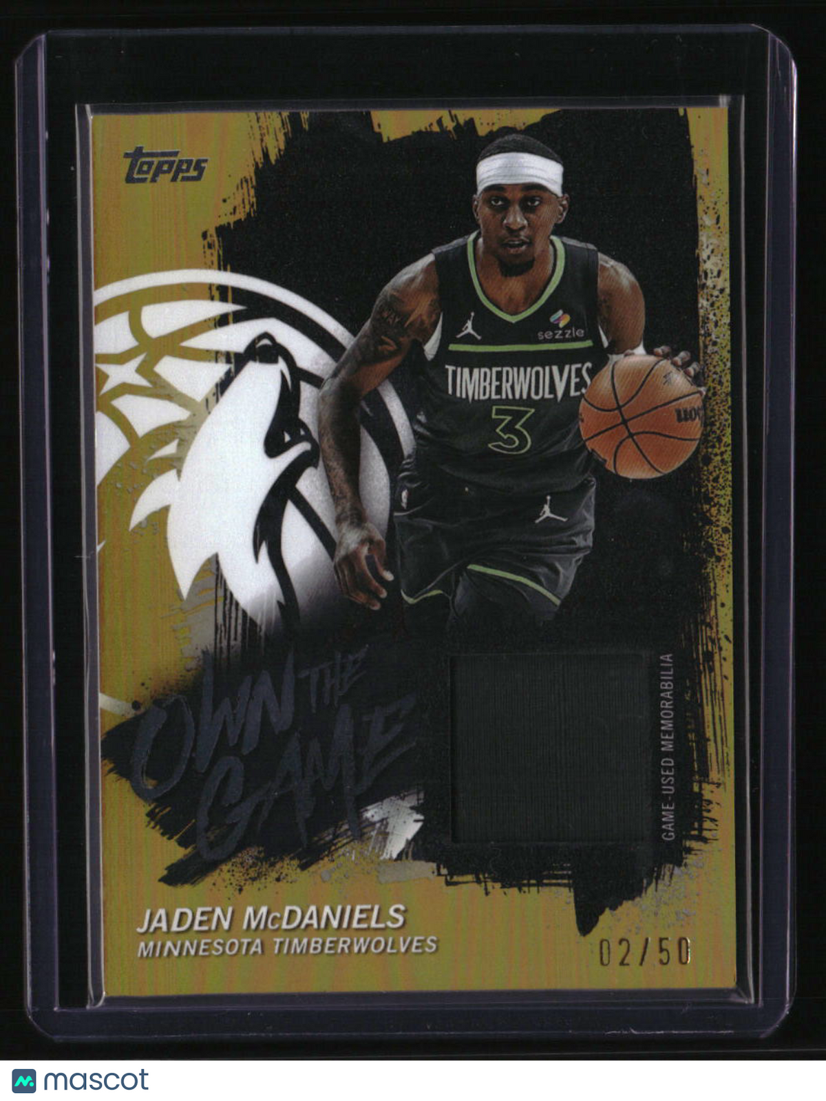 2025-26 Topps Jaden McDaniels Own the Game Gold Rainbow #/50