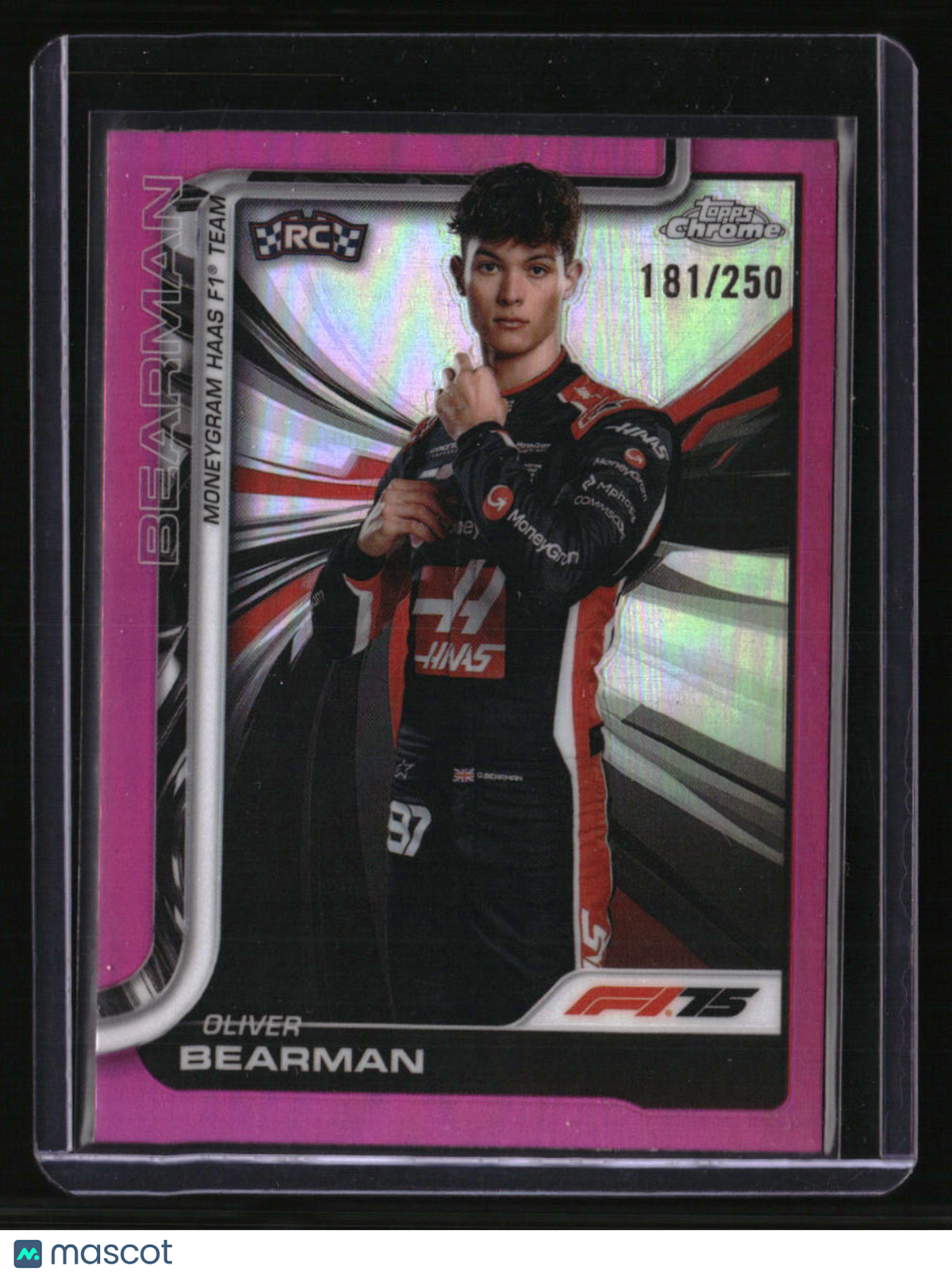 2025 Topps Chrome Formula 1 Oliver Bearman Pink Refractor #/250