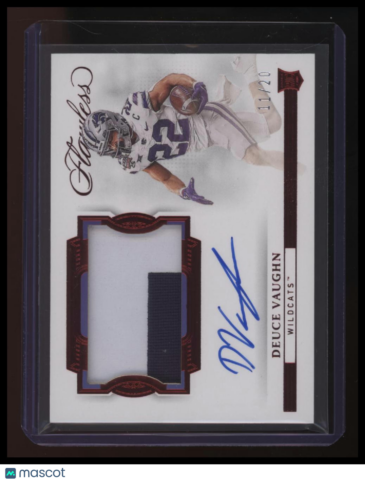 2023 Panini Flawless Collegiate Deuce Vaughn Rookie Patch Auto Ruby #/20
