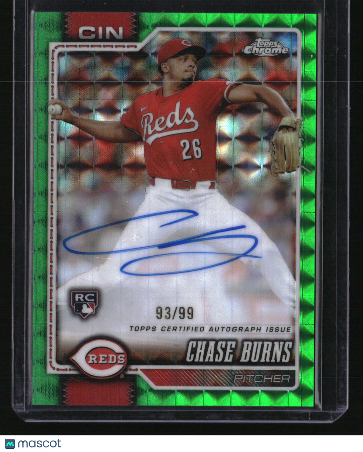 2026 Topps Chrome Chase Burns Rookie Autographs Green Geometric Refractor #/99