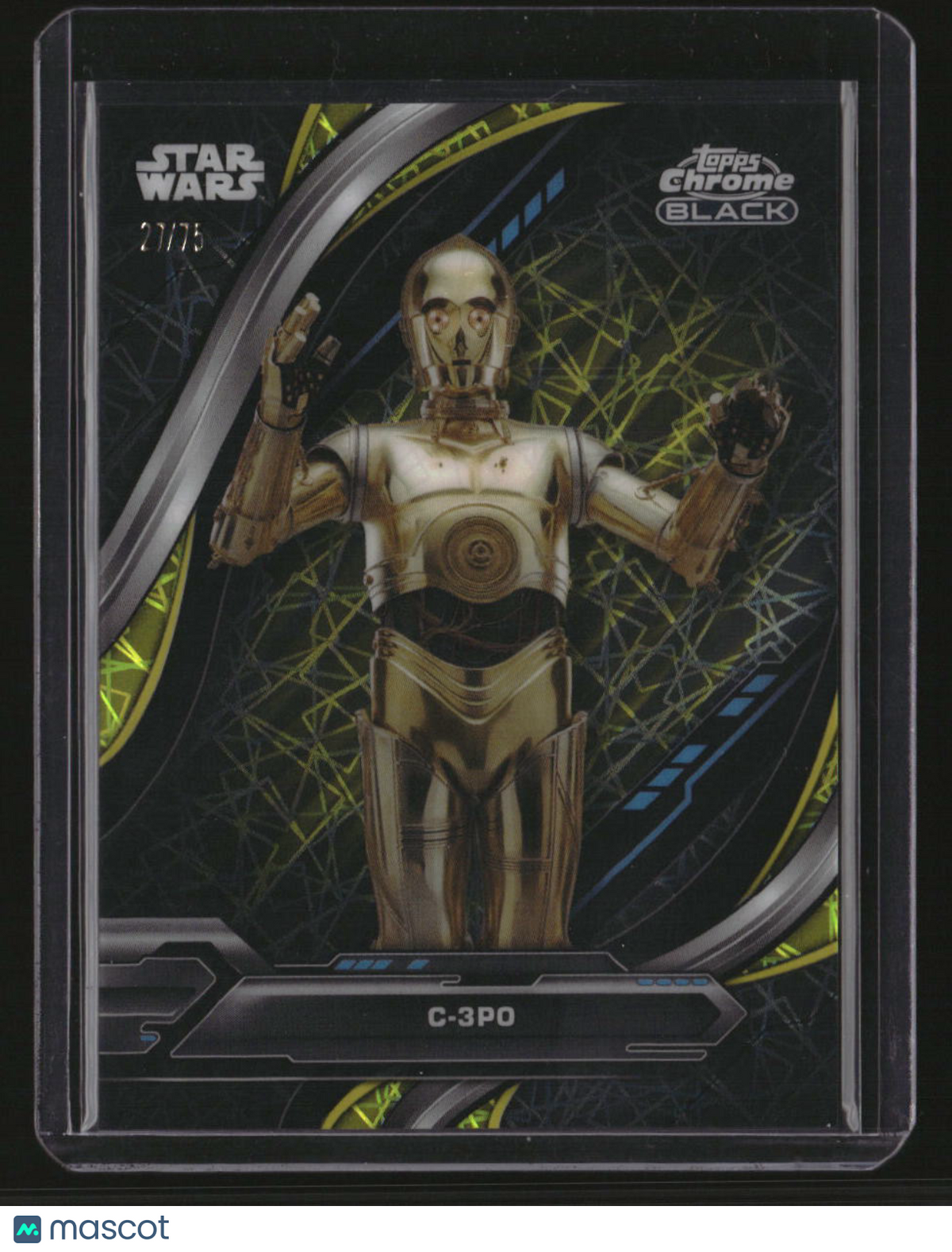 2024 Topps Chrome Black Star Wars C-3PO Yellow Lazer Refractor