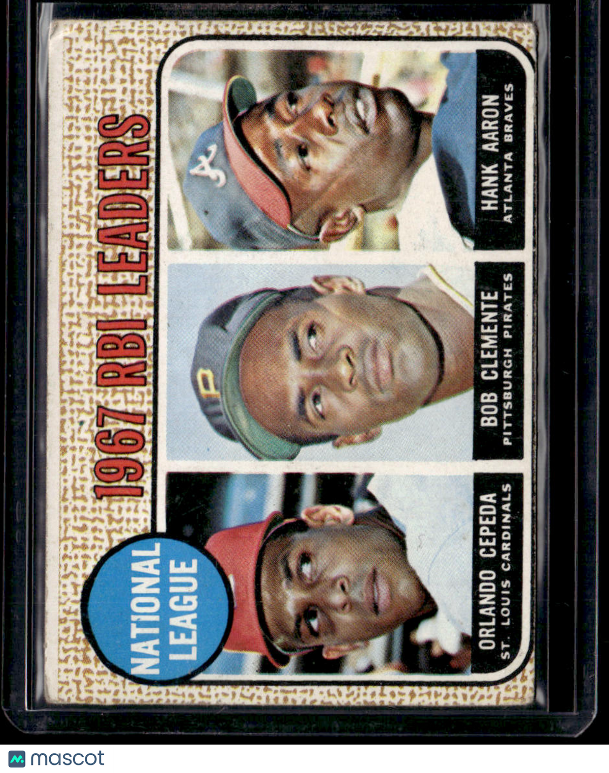 1968 Topps NL 1967 RBI Leaders (Orlando Cepeda/Bob Clemente/Hank Aaron)