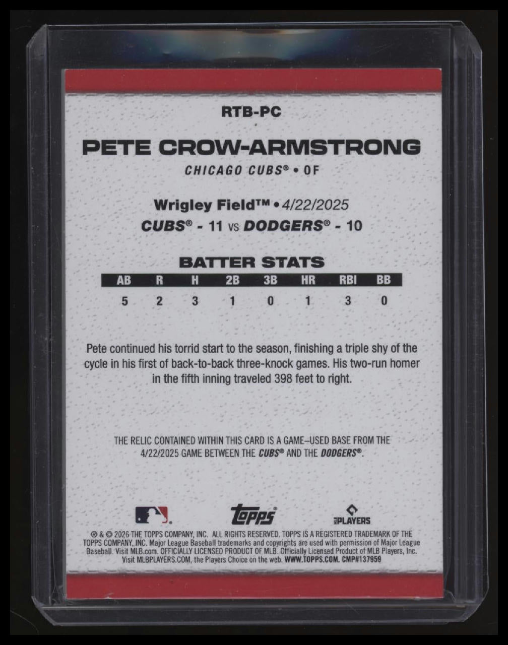 2026 Topps Pete Crow-Armstrong Rounding the Bases Relics