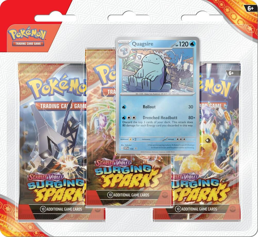 Pokemon: Scarlet &amp; Violet - Surging Sparks 3 Pack Blisters (Quagsire)