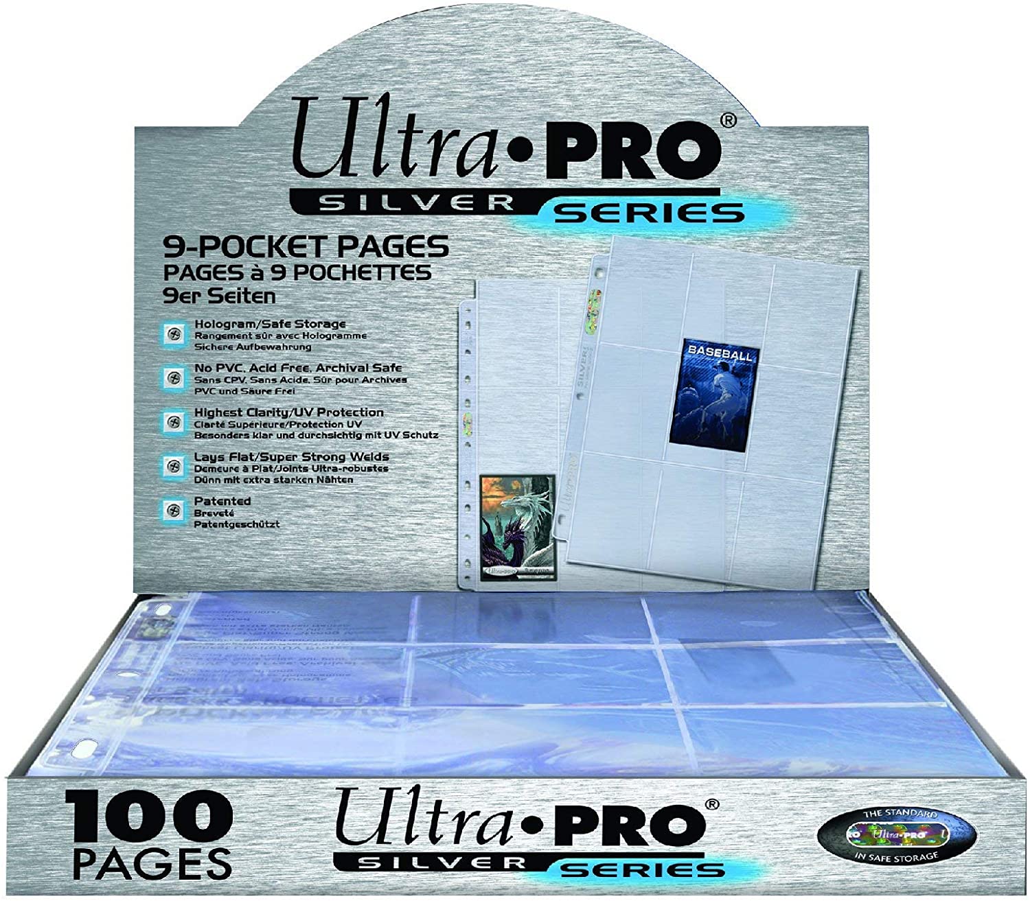 Ultra Pro 9 Pocket Silver Trading Card Pages (100) Ultra Pro 9 Pocket Silver Trading Card Pages (100)